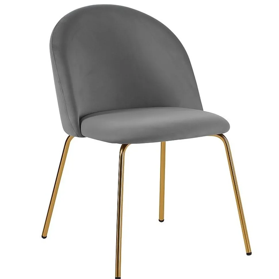 Stol i grå sammet med mässingsfärgade ben