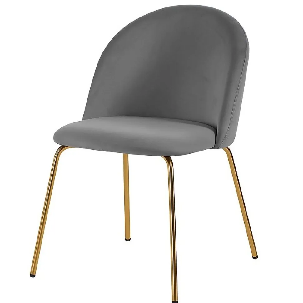 Stol i grå sammet med mässingsfärgade ben