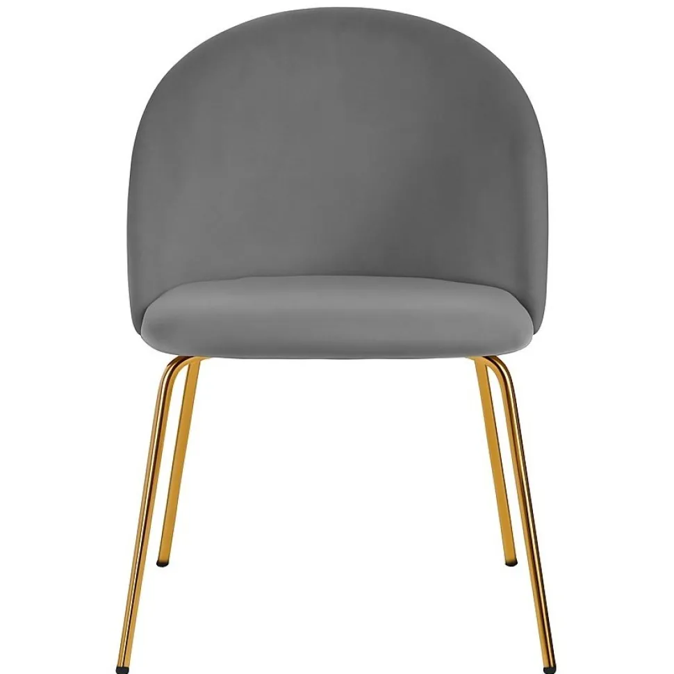 Stol i grå sammet med mässingsfärgade ben