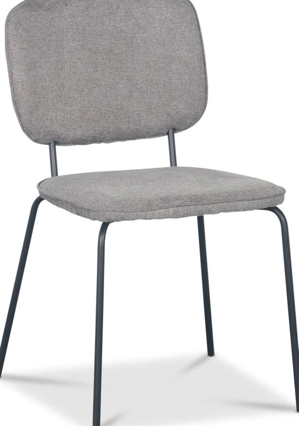 Stol i grått tyg med svarta ben + Möbeltassar