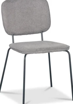 Stol i grått tyg med svarta ben