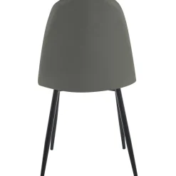 Stol i mörkgrå sammet med svarta ben + Möbeltassar