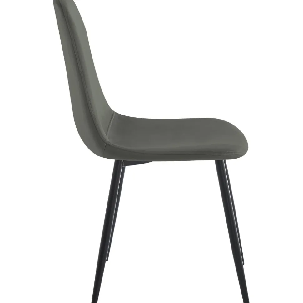 Stol i mörkgrå sammet med svarta ben