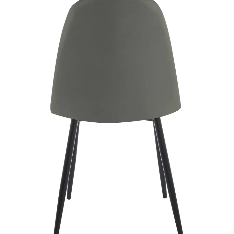 Stol i mörkgrå sammet med svarta ben