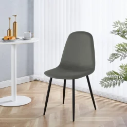 Stol i mörkgrå sammet med svarta ben