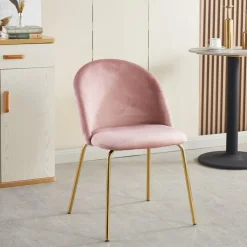 Stol i rosa sammet guldiga ben + Möbeltassar