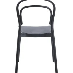 Stol i svart plast stapelbar