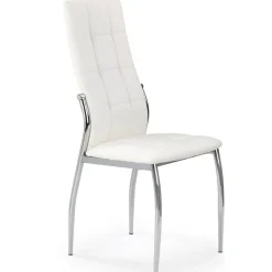 Stol i vit PU med kromade ben + Möbeltassar