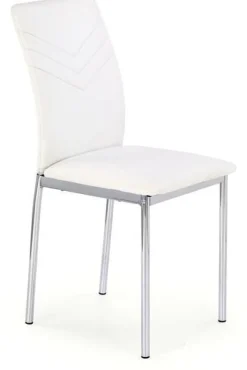 Stol i vitt konstläder med kromade ben