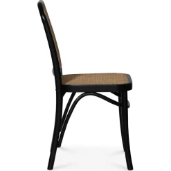 Stol svart med rotting i rygg och sits - Tone + Stolsdyna