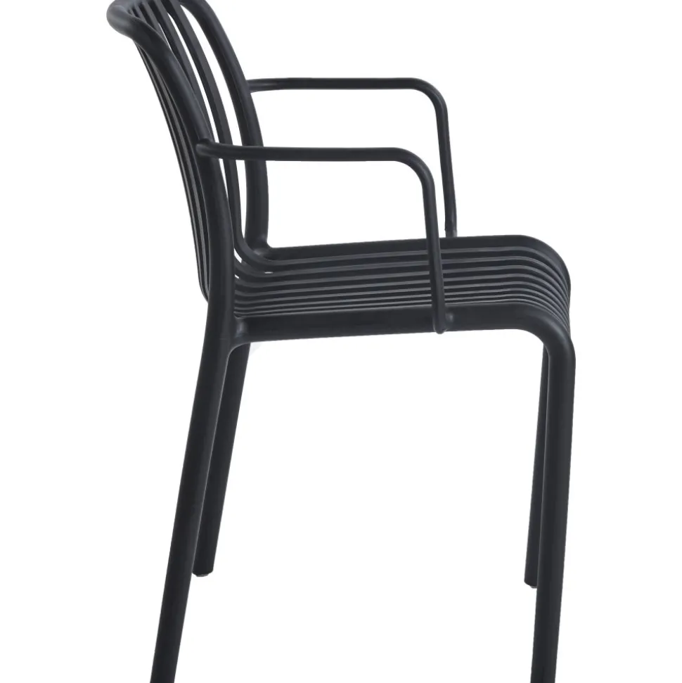 Stol svart plast stapelbar + Rengöringsmedel för utemöbler