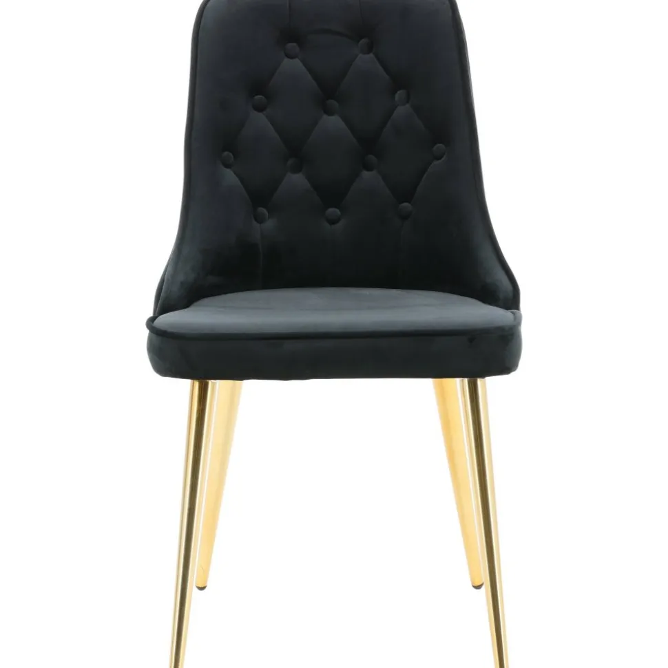 Stol svart tyg med mässingsben