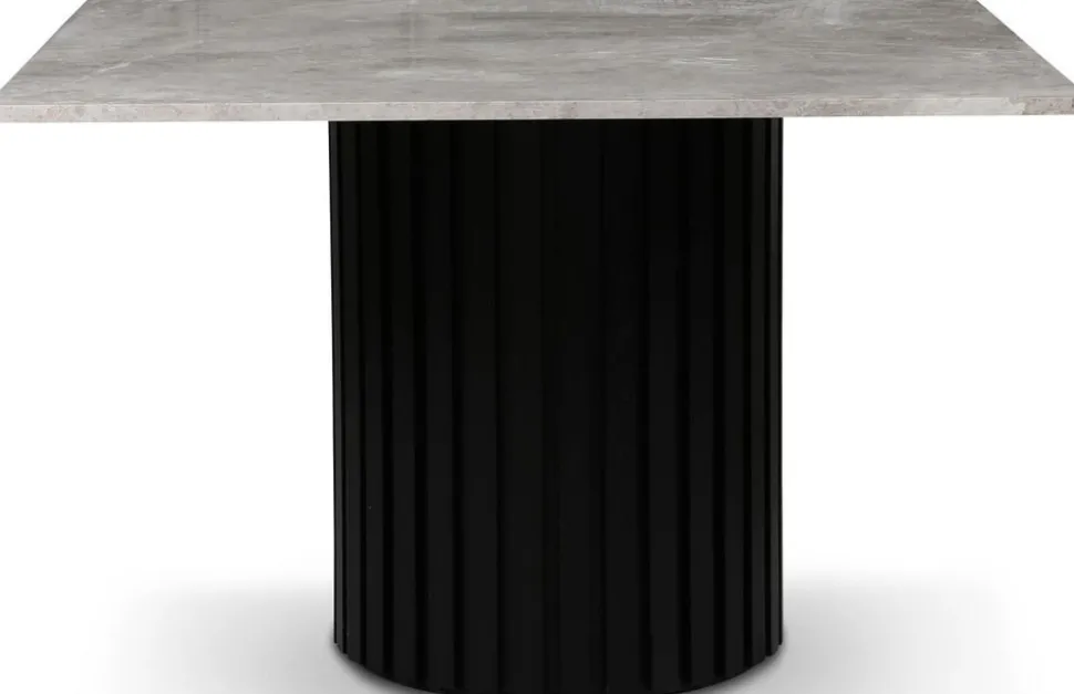 Sumo matbord i marmor 120x120 cm - Svartbets / gråbeige marmor