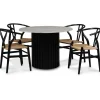Sumo matgrupp Ø105 cm inkl. 4 st Brandon svarta matstolar - Svartbets / Silver marmor + 4.00 x Stolsdyna