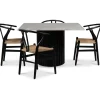 Sumo matgrupp 120x120 cm inkl. 4 st Brandon svarta matstolar - Svartbets / Silver marmor + 3.00 x Möbeltassar
