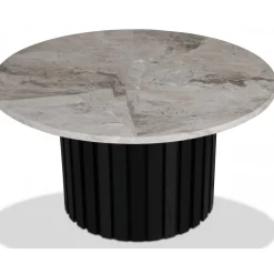 Sumo Soffbord i marmor Ø85 - Svartbets / Gråbeige marmor