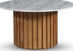 Sumo Soffbord i marmor Ø85 - Ek / Ljus marmor