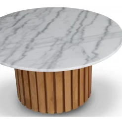 Sumo Soffbord i marmor Ø85 - Ek / Ljus marmor