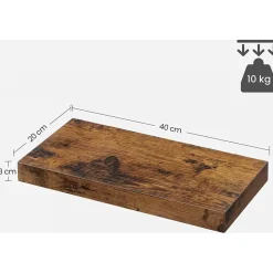 Sussex vägghylla 40 x 20 cm - Brun