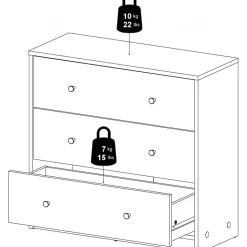 Svart byrå med 3 lådor 72,5 cm bred