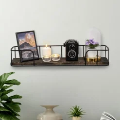 Syringa vägghylla - Svart/natur