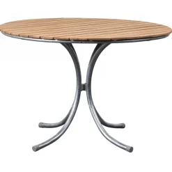 Teakbord Ø110 cm - Möllan + Textilskydd för utemöbler