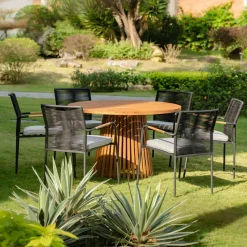 Teakbord Ø120 cm - Saltö + Textilrengöring för möbler