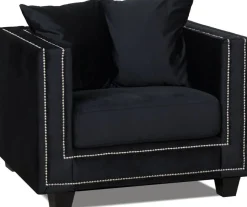 Tempel fåtölj med nitar - Svart sammet