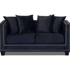 Tempel 2-sits soffa med nitar i svart sammet