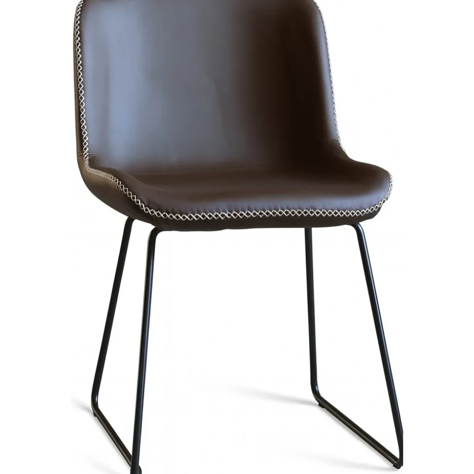 Texas matgrupp med 8 st Texas matstolar Brun PU + Texas matbord betong 200x100 cm