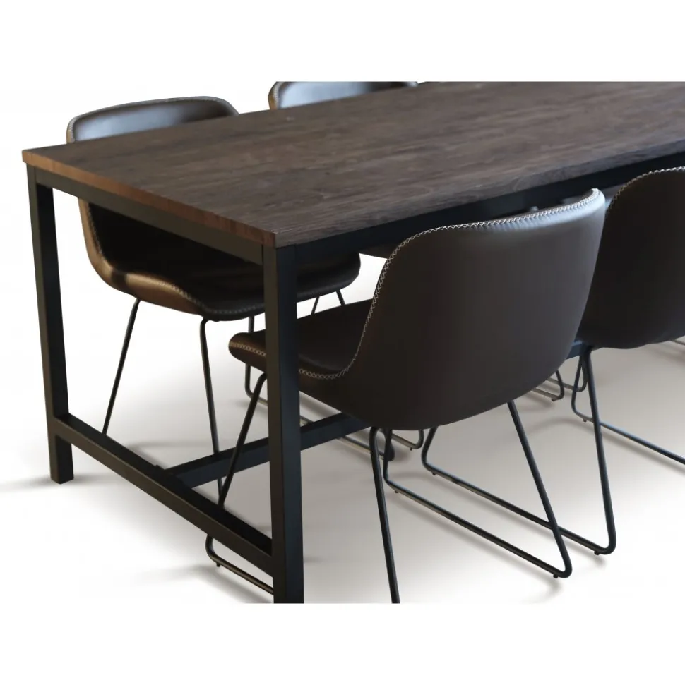 Texas matgrupp med 6 st Texas matstolar Brun PU + Texas matbord mörkbrun ek 180x90 cm + 4.00 x Möbeltassar