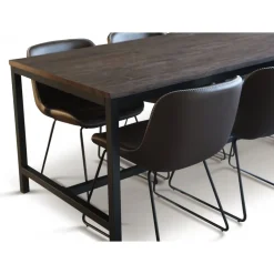 Texas matgrupp med 6 st Texas matstolar Brun PU + Texas matbord mörkbrun ek 180x90 cm + 6.00 x Stolsdyna