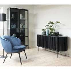 Toddy svart metallskåp med glasdörrar H190 cm