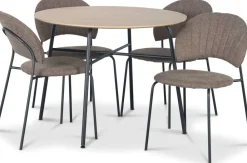 Tofta matgrupp Ø100 cm bord i ljust trä + 4 st Hogrän brun stolar + 3.00 x Möbeltassar