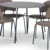 Tofta matgrupp Ø100 cm bord i betongimitation + 4 st Hogrän bruna stolar