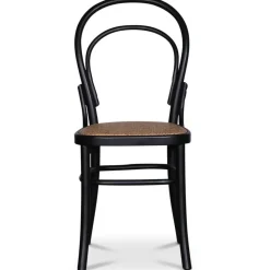 Tona svart stol i böjträ med rottingsits