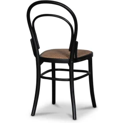 Tona svart stol i böjträ med rottingsits + Stolsdyna