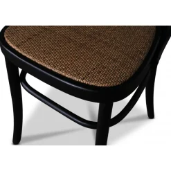 Tona svart stol i böjträ med rottingsits + Stolsdyna