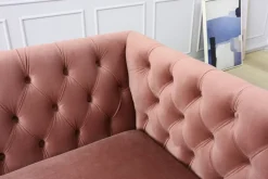 Toto 3-sits rosa soffa med guldiga ben