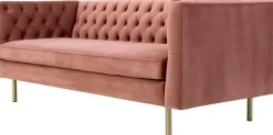 Toto 3-sits rosa soffa med guldiga ben