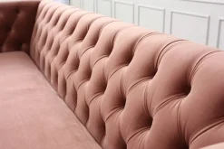 Toto 3-sits rosa soffa med guldiga ben