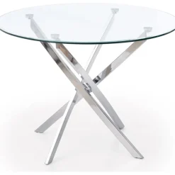 Trend runt glasbord Ø100 cm med kromat underrede + Möbeltassar