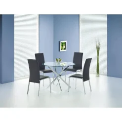 Trend runt glasbord Ø100 cm med kromat underrede + Möbeltassar