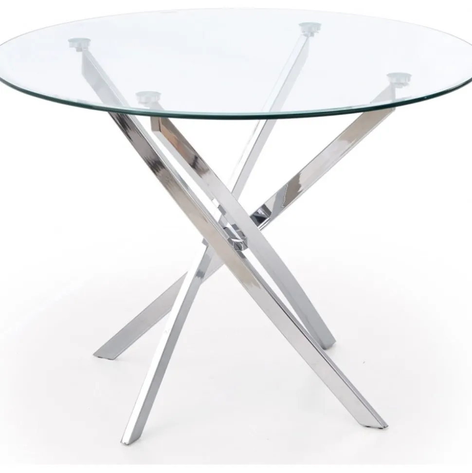 Trend runt glasbord Ø100 cm med kromat underrede