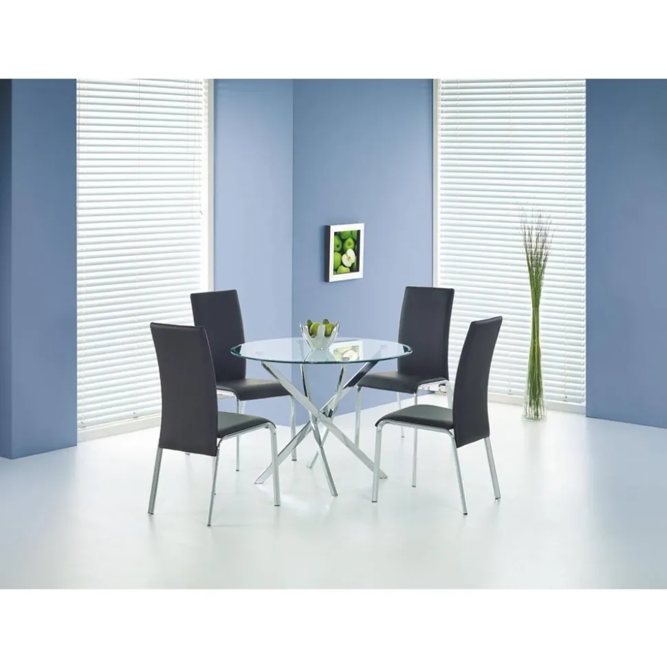 Trend runt glasbord Ø100 cm med kromat underrede