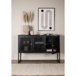 Trerike skänk - Svart + Möbeltassar