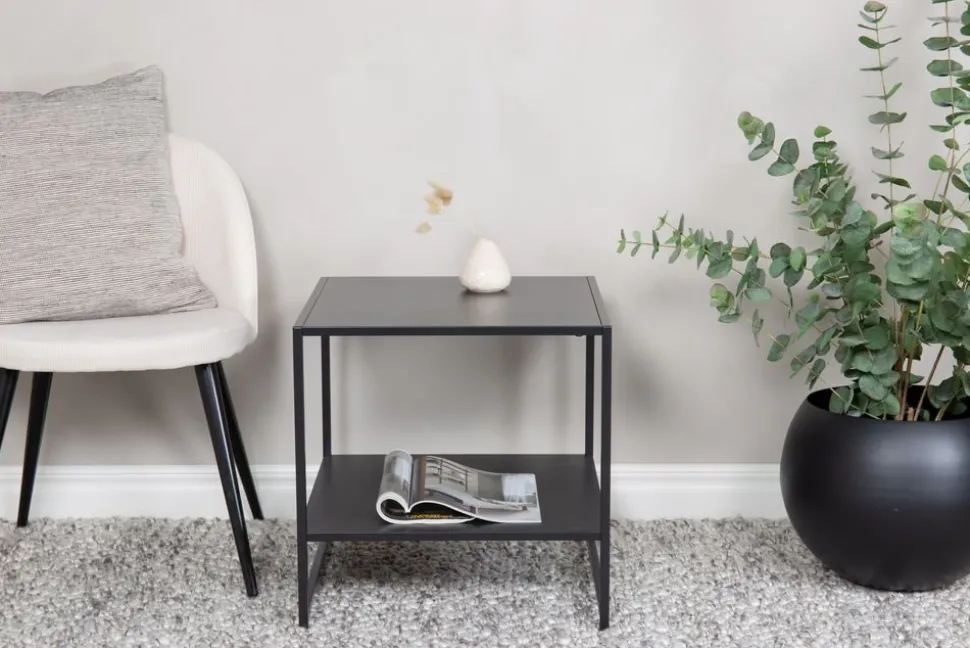 Träne sidobord med hylla 50,8 x 50,8 cm - Svart