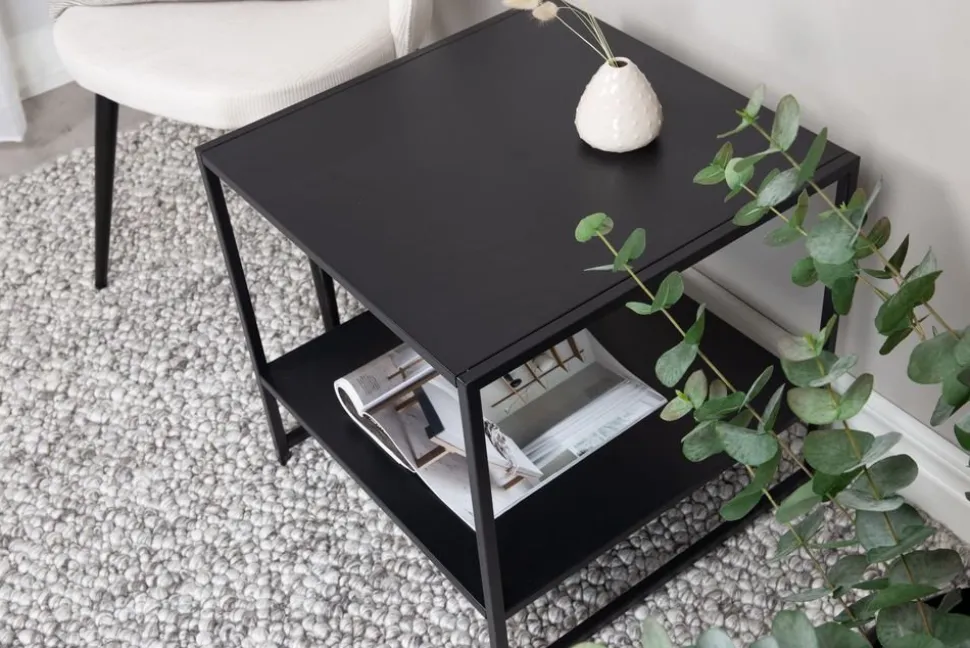 Träne sidobord med hylla 50,8 x 50,8 cm - Svart