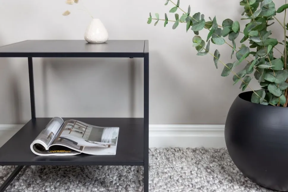 Träne sidobord med hylla 50,8 x 50,8 cm - Svart