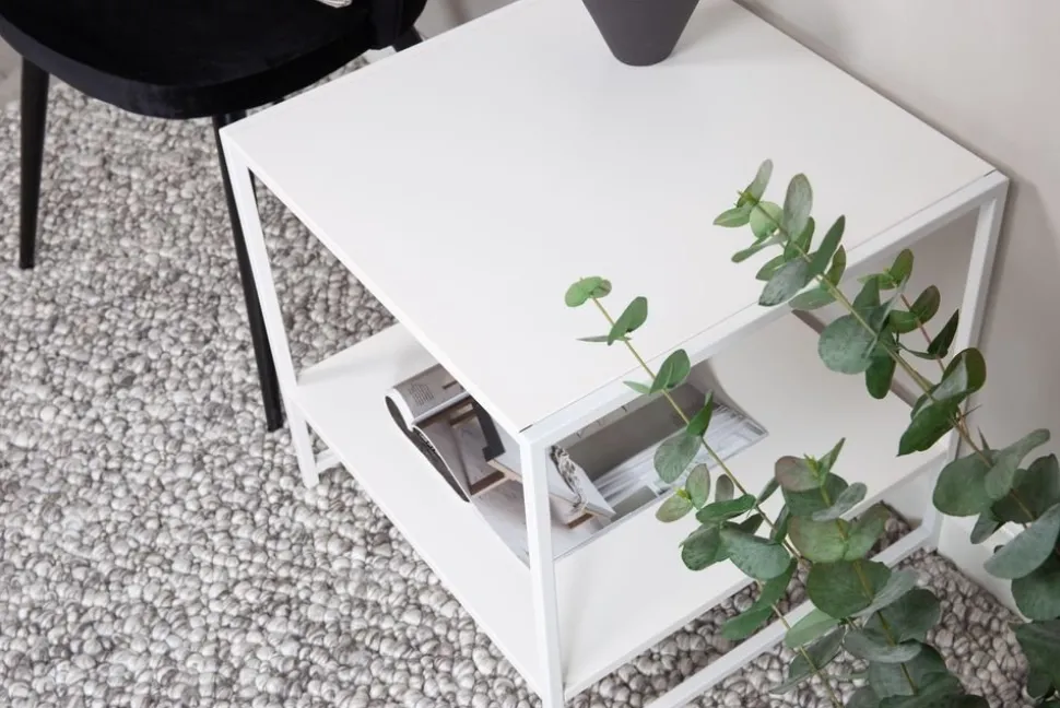 Träne sidobord med hylla 50,8 x 50,8 cm - Vit